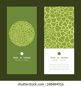 Vector abstract green natural texture vertical round frame pattern invitation greeting cards set