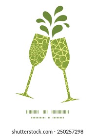 Vector abstract green natural texture toasting wine glasses silhouettes pattern frame