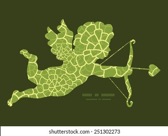 Vector abstract green natural texture shooting cupid silhouette frame pattern invitation greeting card template