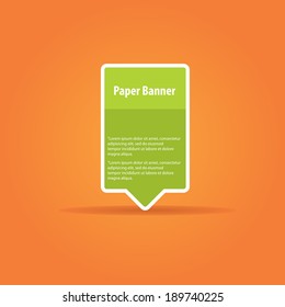 vector abstract green paper banner or speech bubble on stylish orange background