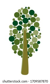Vector abstract green tree from different bubbles. Game UI flat. Beautiful stylized illustration for logo design, poster, build 2D games or postcards. Isolated stock illustration on white background.