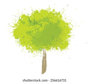 Vector abstract green tree isolated.
