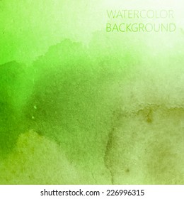 Vector Abstract Green Watercolor Background For Your Design