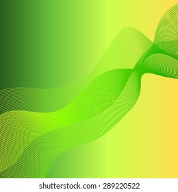Vector Abstract Green Wave Texture on Green Background.