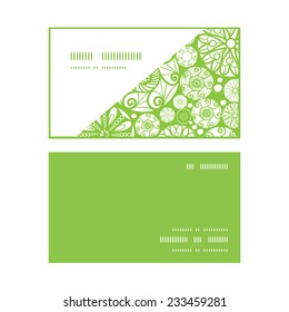 Vector abstract green and white circles horizontal corner frame pattern business cards set
