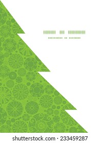 Vector abstract green and white circles Christmas tree silhouette pattern frame card template