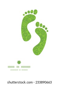 Vector abstract green and white circles footprints silhouettes pattern frame