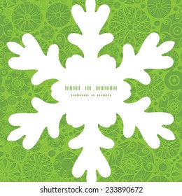 Vector abstract green and white circles Christmas snowflake silhouette pattern frame card template