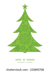 Vector abstract green and white circles Christmas tree silhouette pattern frame card template