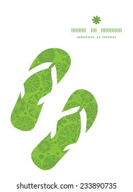 Vector abstract green and white circles flip flops silhouettes pattern frame