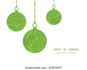 Vector abstract green and white circles Christmas ornaments silhouettes pattern frame card template