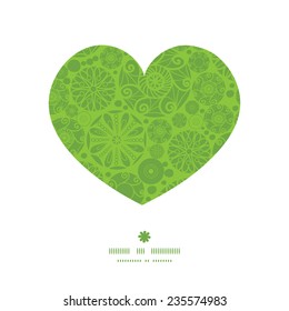 Vector abstract green and white circles heart silhouette pattern frame