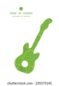 Vector abstract green and white circles guitar music silhouette pattern frame