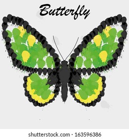 Vector Abstract Green And Yellow Butterfly Background