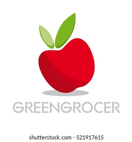 Vector abstract greengrocer. Apple, in flat design