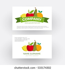 Vector Abstract Greengrocer,  Fruit And Vegetables. Business Card