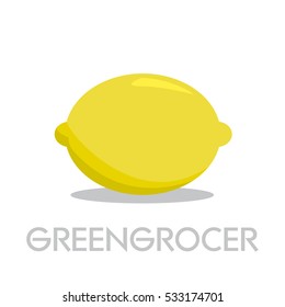 Vector abstract greengrocer. Lemon in flat design