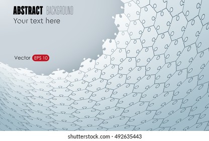 Vector abstract grey background made from puzzle pieces and place for your content