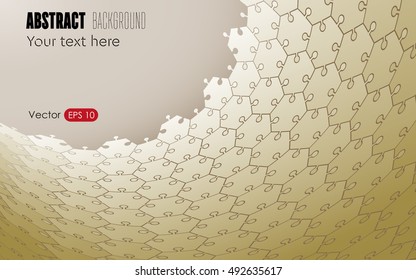 Vector abstract grey background made from brown puzzle pieces and place for your content