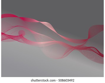 Vector abstract grey background with pink waves