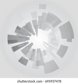 Vector abstract, grey geometric technology background, graphic design with gear shape and half tone effect.