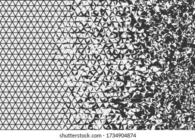 Vector abstract grid of lines, cells, and destruction. Illustration of a background pattern.