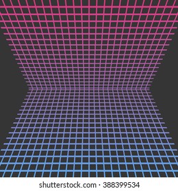 Vector abstract grid. Retro mesh perspective. Grid background. Abstract geometric backdrop. 