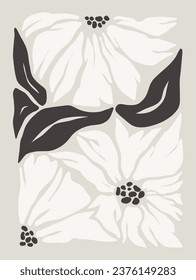 Vector Abstract groovy Y2K flower poster in trendy retro psychedelic 2000s style. Aesthetic hippie.