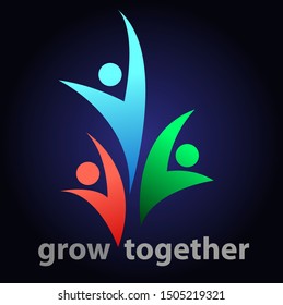 Vector Abstract, Grow Together Symbol Or Icon