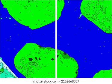 Vector Abstract Grunge Art Diptych Composition, Texture, Header Template. Design For Card, Invitation, Brochure, Banner, Book Cover, Booklet Print, Flyer Concept. Blue, Acid Green.