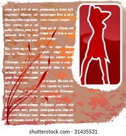 vector abstract grunge background with a lady