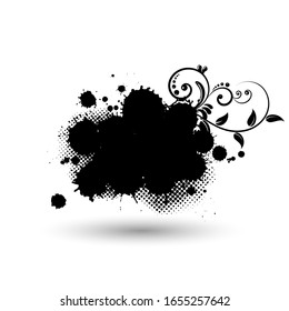 Vector abstract grunge background.splatters black ink banner.
