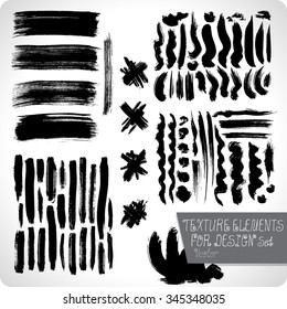 Vector abstract grunge elements set. Hand texture drawn.