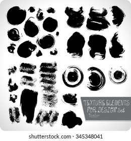 Vector abstract grunge elements set. Hand texture drawn.