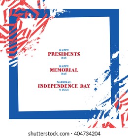 Vector abstract grunge postcard or silkscreen print template for american national holidays and more