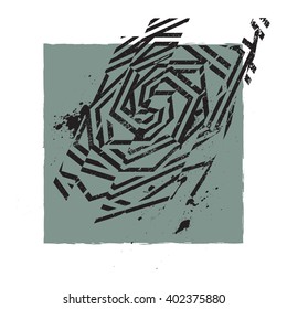 Vector abstract grunge print design with dirt brush painting and splash drops. Geometric element made in vector. Perfect for any other kind of design, tattoo, motion design, t-shirt print.
