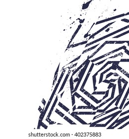 Vector abstract grunge print design with dirt brush painting and splash drops. Geometric element made in vector. Perfect for any other kind of design, tattoo, motion design, t-shirt print.