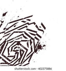Vector abstract grunge print design with dirt brush painting and splash drops. Geometric element made in vector. Perfect for any other kind of design, tattoo, motion design, t-shirt print.