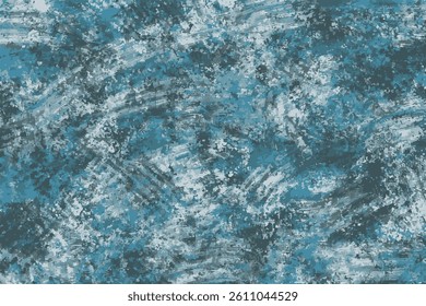 Vector abstract grunge texture in blue shades with expressive brush strokes and paint splatters. Ideal for backgrounds, posters, presentations, and creative design use.