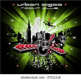 VECTOR Abstract Grunge Urban City Background for discoteque flyers