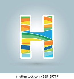 Vector abstract H geometric letter logo template. Overlapping transparent wave elements composition