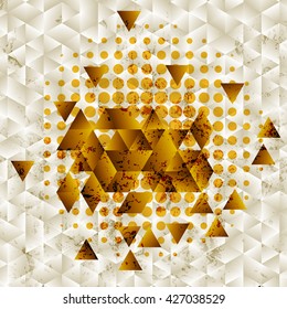 Vector abstract halftone background with triangle. Vector geometric shiny background.