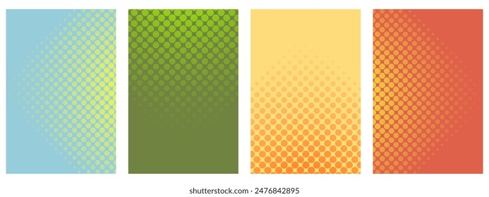  Vector Abstract Half-Tone Backgrounds. Retro 80's style colors and textures.