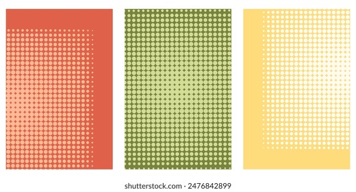  Vektorgrafik Abstrakte Halbtonhintergründe. Farben und Texturen im Retro-Stil der 80er Jahre.
