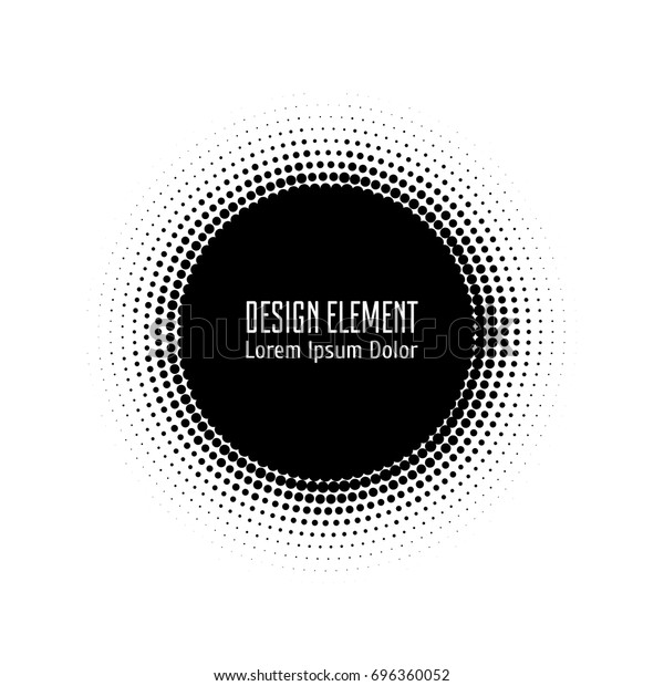Vector\
abstract halftone circle frame.  Abstract dotted gradient logo\
design elements. Grunge halftone textured pattern with dots. Pop\
art dotted circle template isolated on\
white