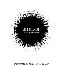 Vector abstract halftone circle frames set.  Abstract dotted gradient logo design elements. Grunge halftone textured patterns with dots. Pop art dotted circle templates isolated on white