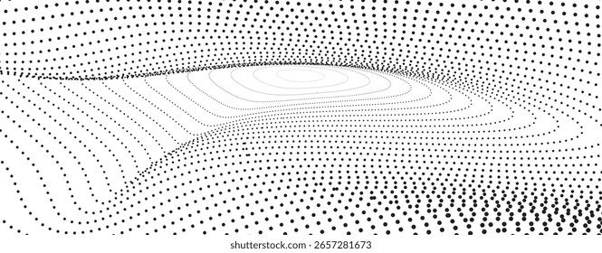 Vector abstract halftone dot pattern background with diagonal optical illusion lines. Monochrome black and white dotted texture for retro pop art design, comic book effect. vector