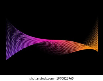 Vector abstract halftone dots background with dynamic waves colorful comic pattern design