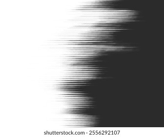 Vector abstract halftone transition design with grainy stripes. Dotted texture and trendy halftone tonal gradation effect