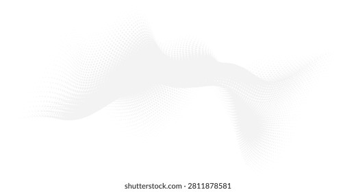 Vector abstract halftone wave pattern black dots gradient on transparent background	